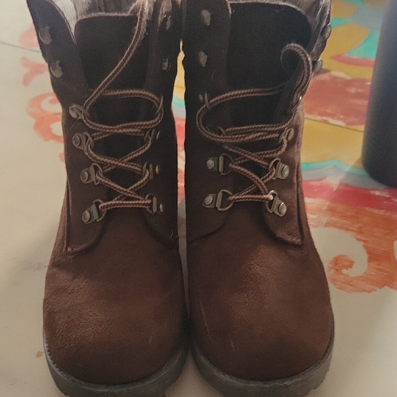 Rock & Candy Brown Lace Up Boots - Picture 3 of 4